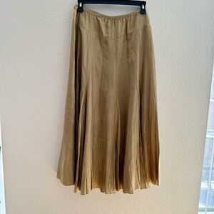 Karen Kane Flowing Pleated Golden Taupe Maxi Skirt Size Petite S